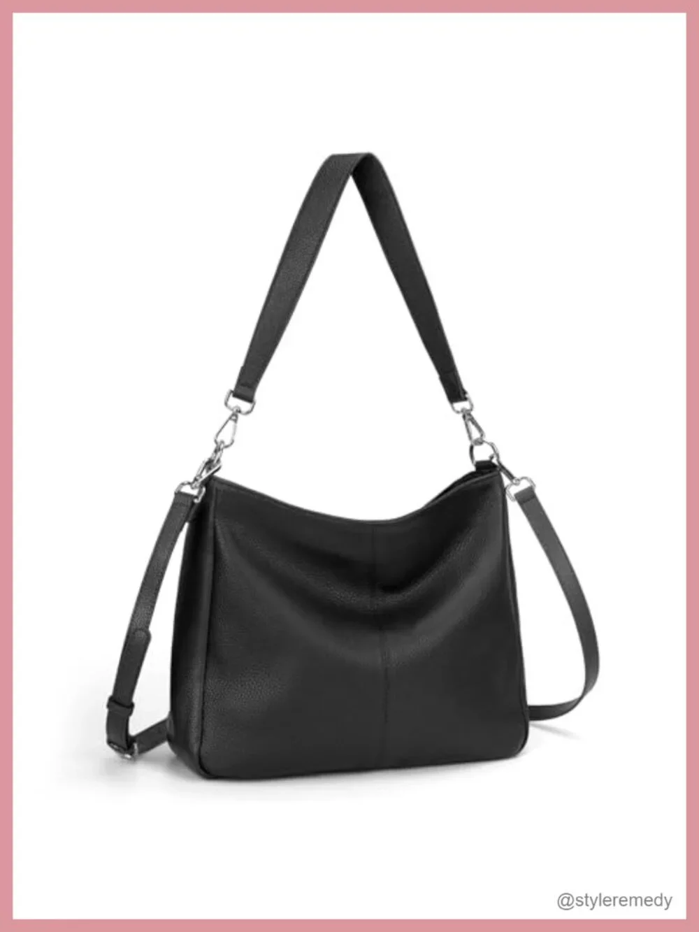 Genuine Leather Hobo Crossbody Bag Soft Slouchy Shoulder Purse with Detachable